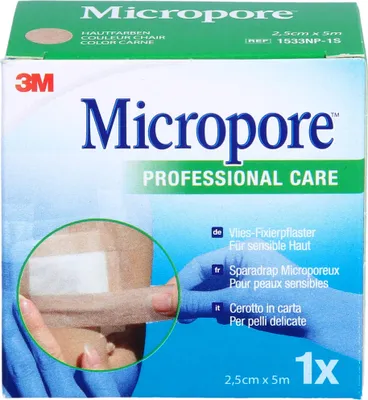 Obrázok produktu pre Mikropórová náplasť z netkanej textílie 2,5cmx5m koža 1533np-1s 1 ks