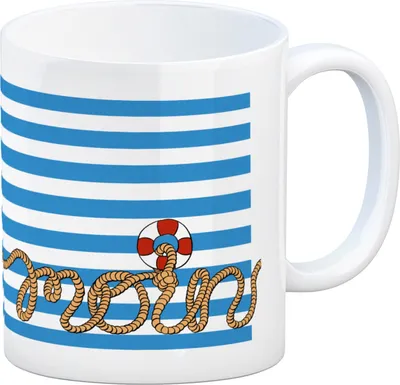 Produktbild von Kaffeebecher mit Moin-Schriftzug und Rettungsring