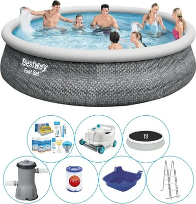 Zdjęcie produktu dla Zestaw basenowy - Bestway Fast Set 457x107 cm Rattan - Okrągły
