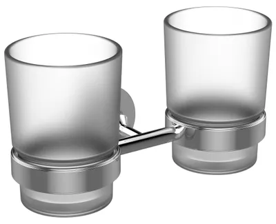 Immagine prodotto di Ideal Standard IOM Gobelet double pour dentifrice, verre satiné, chrome, A9238AA, A9238AA