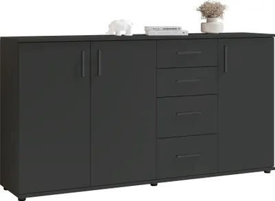 Produktbild von Sideboard >BC 1040< 3 Türen, 4 Schubladen, anthrazit - 160x84x35cm (BxHxT)