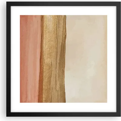 Produktbild von Gerahmtes Poster - Schwarzer Rahmen - Gold Abstraktion Linien - 40x40 cm - Wand Bild - Wanddeko - Wandbilder - Kunstposter - Wandposter - Bilderrahmen - Bilder - Kunstdruck - P2BAC40x40-4739