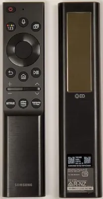 Two views of a Samsung TV remote control against a white background.