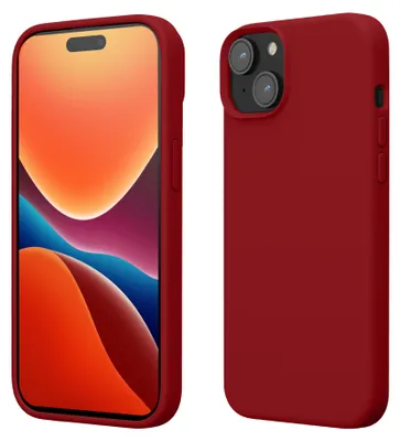 Produktbild von kwmobile Handyhülle für iPhone 15 Hülle, für iPhone 15 Case - Hülle Silikon - kabelloses Laden - Rhabarber Rot