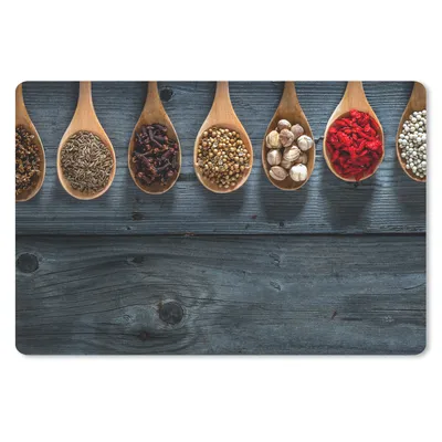 Produktbild von MuchoWow® Schreibtischunterlage Gewürze - Löffel - Holz - Küche - Gewürze - Industrie 60x40 cm - XXL Mauspad - Großes Mauspad