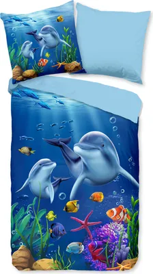 Produktbild von Duvet cover Pure 135x200 + 1* 80x80 cm - dolphins / sea