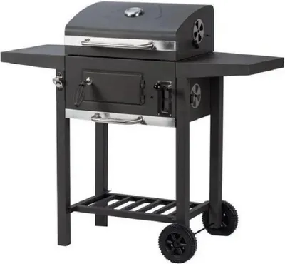 Immagine prodotto di Grande barbecue a carbonella, portatile da 100 cm, nero, coperchio con termometro, griglia regolabile