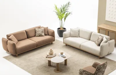 Produktbild von Stilvolles Set: 2x 4-Sitzer Sofa mit Couchtisch & Beistelltisch