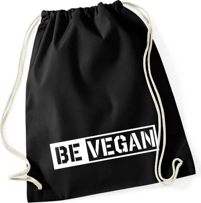 Produktbild von Huuraa Turnbeutel Be Vegan Modern 12 Liter Black Baumwolle Rucksack Geschenkidee