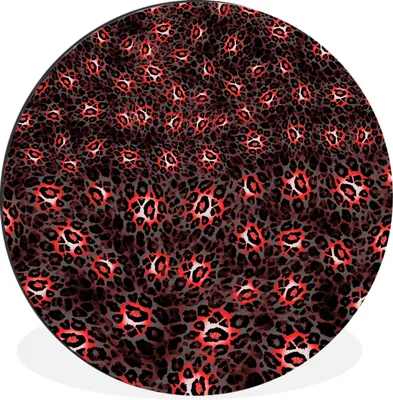 Produktbild von MuchoWow® Aluminium Wandkreis Leopard - Rot - Muster Ø 60 cm Wanddeko Modern Wohnzimmer - Wand Kreis - Wandbild - Schlafzimmer - Aluminium Bild - Kinderzimmer - Wohnzimmer Dekoration - Wandschmuck