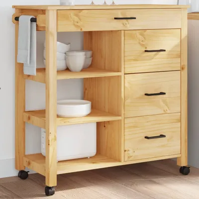 Produktbild von Küchenwagen MONZA 84x40x90 cm Massivholz Kiefer 376112