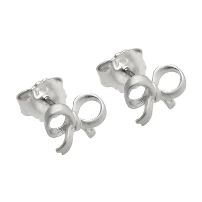 Produktbild von Ohrstecker Ohrring 8x6mm Schleife mattiert rhodiniert Silber 925 silber 8x6mm