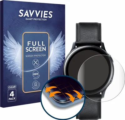 Produktbild von 4x Savvies Fullscreen Schutzfolie für Samsung Galaxy Watch Active 2 (40mm) Displayschutz Folie Fullcover Klar Transparent
