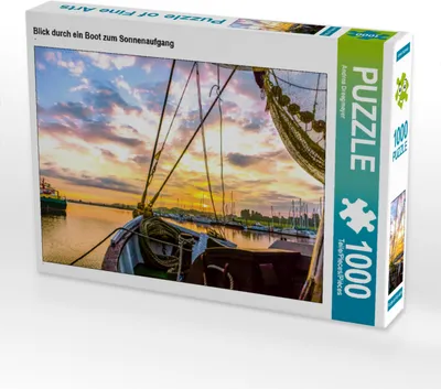 Produktbild von CALVENDO Puzzle Blick durch ein Boot zum Sonnenaufgang | 1000 Teile Lege-Größe 64x48cm Foto-Puzzle für glückliche Stunden