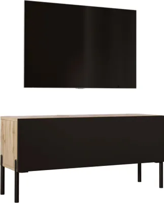 Obrázek produktu pro TV skříňka v barvě dub Wotan / matná černá s černými nohami, 100 x 52 x 32 cm