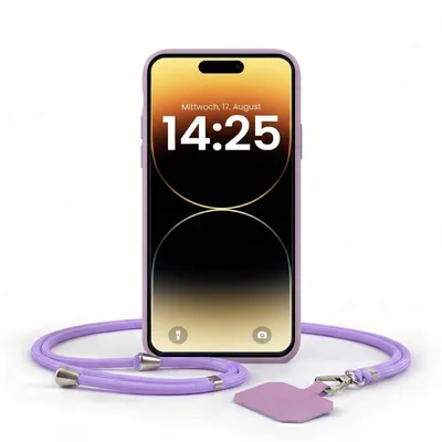Produktbild von Handyhülle für Apple iPhone 14 Pro Max mit Handykette Band Kordel Hülle Case Schutzhülle Lila Violett