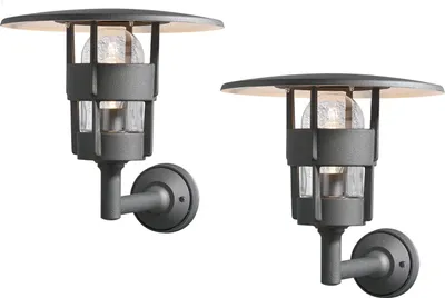 Produktbild von 2er Set Außenwandleuchte Laterne schwarz, Wandleuchte Hauswand Terrasse Lampe