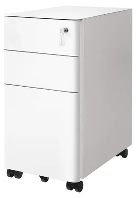 Image de Armoire mobile avec 3 tiroirs et serrure | Blanche | 46 x 30 x 59,2 cm