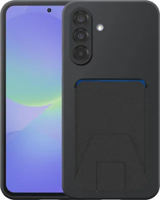 Produktbild von Geeignet für Samsung Galaxy A36 Phone Case mit einstellbaren Leder Kartenschlitz - Flexible Back Cover Case Silikon TPU mit einstellbaren Leder Kartenschlitz - Schwarz - Smartphonics