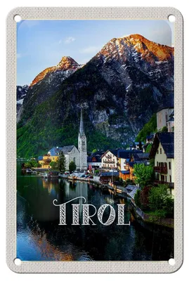 Produktbild von Blechschild Reise 12x18cm Tirol Stadt am Wasser Gebirge Dekoration