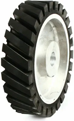 Image de Roue de contact ponceuse à bande Rouleau de rechange en caoutchouc Noyau d'aluminium Surface dentée pour ponceuse 200x50x25mm 1PC