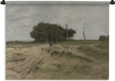 Produktbild von MuchoWow® Wandteppich Wandbehang Heide bei Laren - Gemälde von Anton Mauve 150x112 cm Tapisserie Dekoration Wandtuch - Wanddecke - Wandteppiche