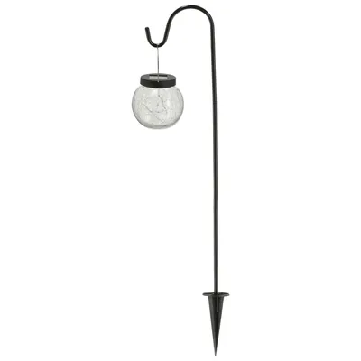 Produktbild von Solar LED Leuchte H70cm Gartenstecker Kugel Crackle-Design Solarpanel 20 LEDs warmweiß Wegelicht Gartenleuchte