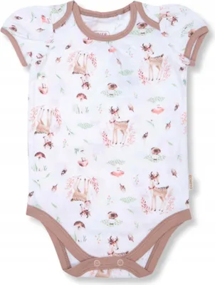 Produktbild von Baby Strampler - Ganzkörper mit Hirschmotiv - Weiß - Größe 80 (9-12 Monate) - 100% Baumwolle - Bequem und stylisch - Für Kinder - Kurzarm Baby-Body