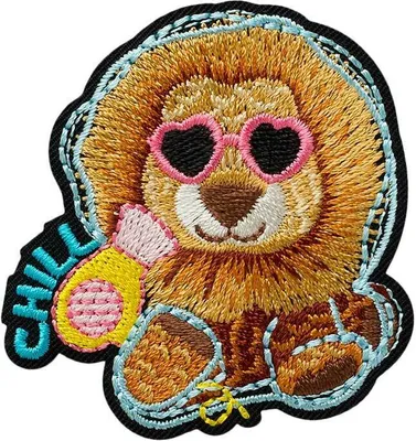 Produktbild von Mono-Quick 16224 - Löwe Chill, Crazy Tier Applikation, Bügelbild, Patch, Aufnäher
