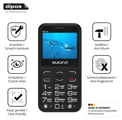 Produktbild von 2x Schutzfolie für Maxvi B231ds - Anti-Shock 9H Folie dipos Glass Kunststoffglas