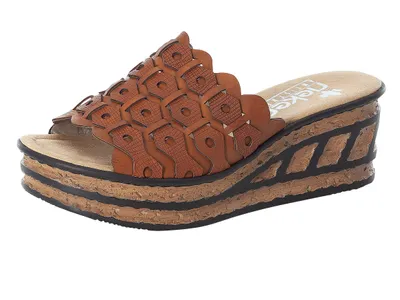 Produktbild von Rieker Damen Pantoletten Plateau Clogs 68192-24, Größe:41 EU, Farbe:Braun