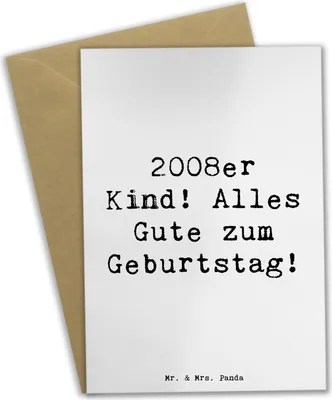 Produktbild von Mr. & Mrs. Panda Grußkarte Spruch 2008 Geburtstag - Weiß - Geschenk, weihnachtskarten, Klappkarte, Geburtstagsmotto, Glückwunsch, osterkarten, Geburtstagsgeschenk, feiern