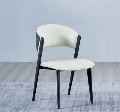 Produktbild von Weißer Esszimmerstuhl Luxus Textil Einsitzer Lederstühle Holzgestell