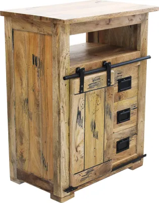 Immagine prodotto di Milani Home - comodino armadietto in legno di mango naturale, 70 x 45 x 90 cm