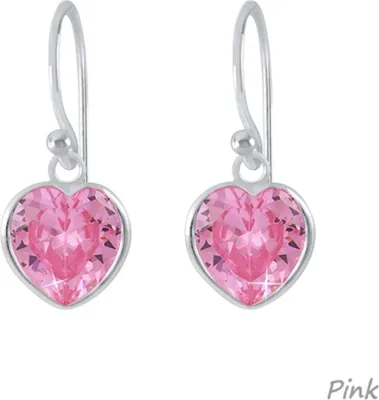 Produktbild von Herz Ohrringe: 925 Silber Ohrhänger mit Zirkonia Pink