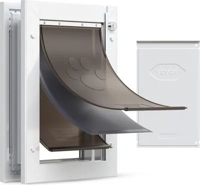 Zdjęcie produktu dla VEVOR Klapka dla psów (średnia) z 3 klapkami magnetycznymi i metalową ramą, odporna na warunki atmosferyczne klapka dla kotów do drzwi wewnętrznych i zewnętrznych, drzwi dla kotów, drzwi dla psów, klapka dla zwierząt domowych, biała, 20,96 x 31,12 cm (szerokość x wysokość)