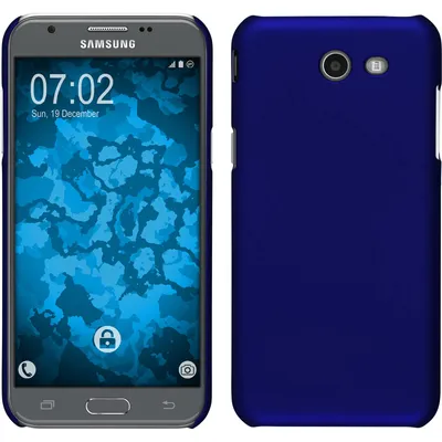 Produktbild von PhoneNatic Case kompatibel mit Samsung Galaxy J3 Emerge - Hülle blau gummiert Hard-case + 2 Schutzfolien