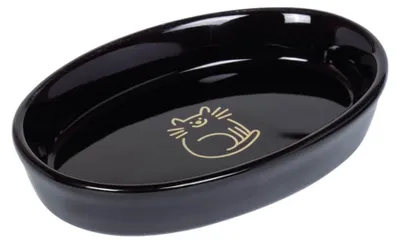Zdjęcie produktu dla Miska ceramiczna dla kota Nobby owalna "Golden Cat" czarna 17 x 11 x 2,5 cm, 0,12 l