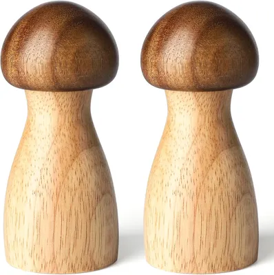 Produktbild von Set aus Salz- und Pfeffermühlen in Pilzform, Salz- und Pfefferstreuer, Keramik-Pfeffermühle mit grob und fein verstellbarem Mahlgrad für Zuhause, Restaurant und Küche