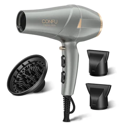 Produktbild von 2300W Profi Föhn Ionen Technologie Salon Fön Haartrockner mit Diffusor StylingDüse, 2 Geschwindigkeit und 3 Heizstufen (Grau)