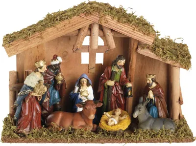 Produktbild von Dekofigur Weihnachtskrippe Holz 30 x 21 cm bunt