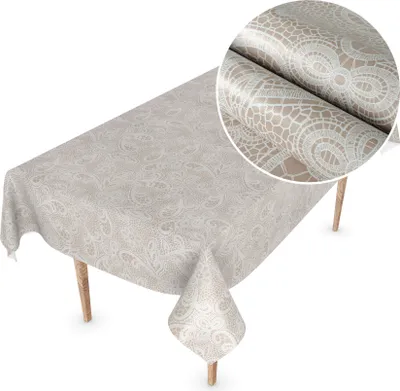Produktbild von Tischdecke Wachstuch MIMOSA Ornamente Beige Robust Wasserabweisend Breite 140 cm Länge 100 cm