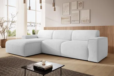 Image de AX LIVING Canapé en L Didim mini argent 310 cm élégant G