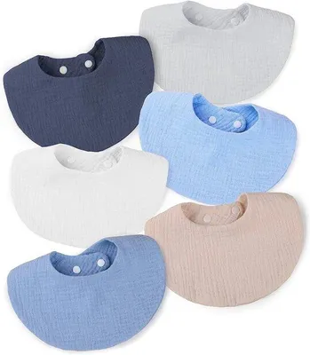 Immagine prodotto di Morbidi bandana con panno assorbente, confezione da 6, con 2 bottoncini, per neonati che rigurgitano