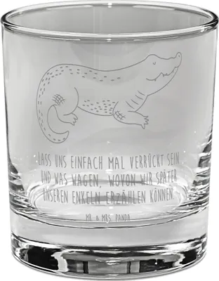 Produktbild von Mr. & Mrs. Panda Whiskyglas Krokodil - Transparent - Geschenk, Freundin, Whiskey Tumbler, Scotch Glas, Meer, Reiselust, Beste, Gravur, Krokodile, Lieblingsmensch