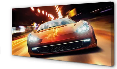Produktbild von Leinwandbild 120x60 Wandkunst Sportwagen Lichter der Stadt