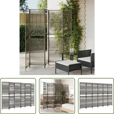 Image de The Living Store Paravent 6-tlg. Grau Poly Rattan