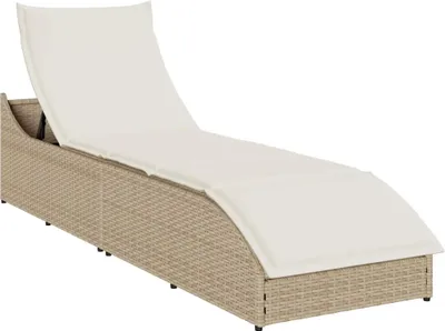 Produktbild von Klappliege mit Auflage und Stauraum Beige Poly-Rattan