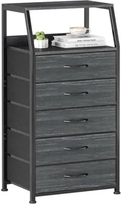 Image de Commode de chevet à 5 tiroirs - Étagère de rangement peu encombrante