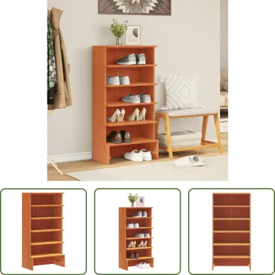 Produktbild von The Living Store Schuhregal Wachsbraun 52x30x104 cm Massivholz Kiefer